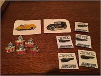 Five Navy & Classic Car Lapel / Hat Pins.