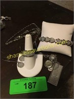 CZ jewlery set, Ring size 8, 32" Necklace