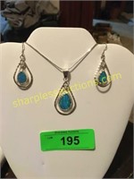 semi precious stone/ss necklace and earrings