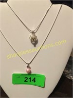 2 pearl necklaces on SS chains