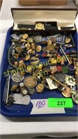 Collection of military pins/buttons, wristwatch,