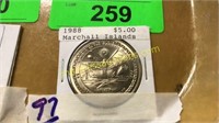1988 Marchall islands $5 coin