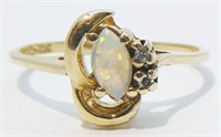 10K Y Gold Opal & Diamond Ring Sz 6 1.5g
