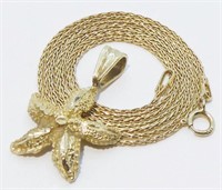 14K Y Gold Starfish Pendant & 15" Necklace 4.4g