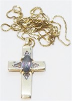 10K Y Gold Cross Pendant Necklace 18" 2.3g