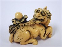 Signed Netsuke - Lion & Flower