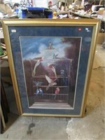 AVIARY -- BIRDS IN A CAGE -- SIGNED PRINT