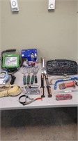 Box of assorted tools etc. 
Work light has NO