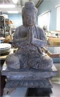 WOODEN BUDDHA 32" - MISSING FOOT ON STAND