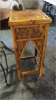 BAMBOO TABLE OR PLANT STAND, 13" SQUARE, 32" TALL