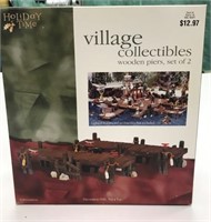 Holiday Time Village Collectibles ~ Wooden Piers