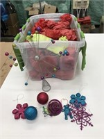 Tote of Mixed Christmas Ornaments