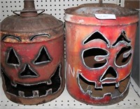 2 METAL HALLOWEEN CUT-OUT GAS CANS