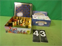 Chess/ Checkers & Domino's In Metal Tins