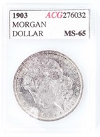 Coin 1903-P Morgan Silver Dollar - ACG MS65