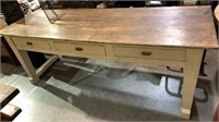 Extra long 7 ft farm table, with three drawers,