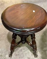 Antique piano stool, with adjustable height round