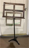 Antique iron base music stand or book stand, with