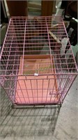 Medium size pink dog or cat crate, with the tray