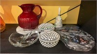 Mixed lot vintage glass, ruby red glass water