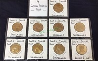 Coins, nine golden dollars, proof, 2005 S//2016