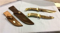 Hunting knives, one pair of ornate hunting