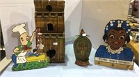 Decorative items, one  wooden box,