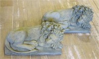 Reclining Lion Cast Stone Garden Statuary.