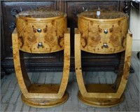 Biedermeier Style Burl Walnut Side Chests.