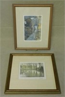 Watercolor and Engraving, Both Signed.