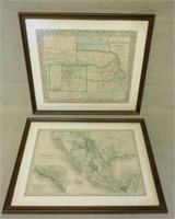 Maps of the Americas, Framed and Under Glass.