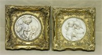 Ornate Gilt Framed Bas Relief Plaques.