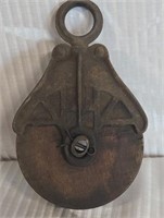 Antique  wood and iron Well pulley