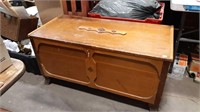 Antique handmade wooden trunk 43 in by 20.5 in by