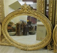Cartouche Crowned Gilt Oval Mirror.
