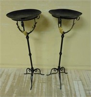 Gilt and Black Painted Metal Stands.