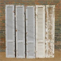 Primitive Painted Wooden Louvered Shutters.