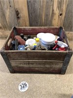 Tag #326 Wooden Crate of livestock health supplies