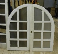 Arch Glass Inset Painted Wooden Windows.