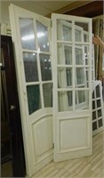 Primitive Glass Inset Painted Wooden Doors.