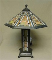 Arts and Crafts Style Stained Glass Lamp.