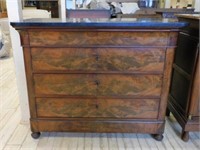 Louis Philippe Style Marble Top Mahogany Commode.