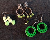 Green Pierced Earring Collection (4 pair)