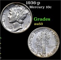 1936-p Mercury 10c Grades Select AU