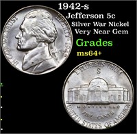 1942-s Jefferson 5c Grades Choice+ Unc