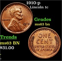 1910-p Lincoln 1c Grades Select Unc BN