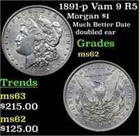 1891-p Vam 9 R5 Morgan $1 Grades Select Unc