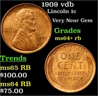 1909 vdb Lincoln 1c Grades Choice+ Unc RB
