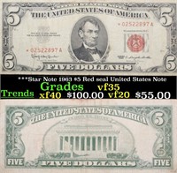 ***Star Note 1963 $5 Red seal United States Note G