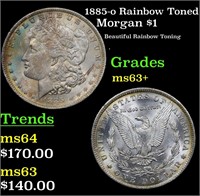1885-o Rainbow Toned Morgan $1 Grades Select+ Unc